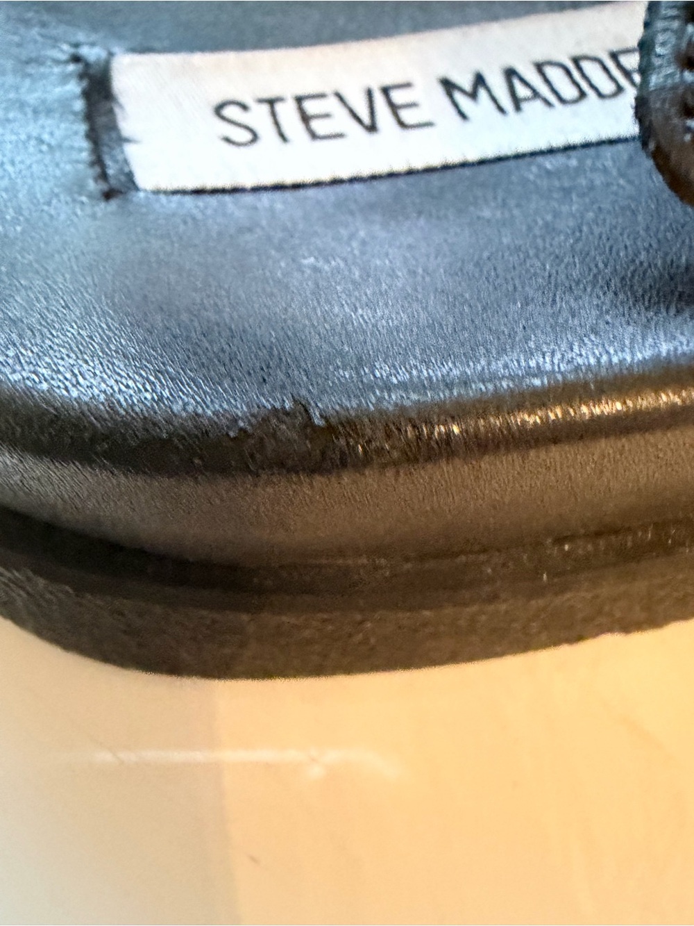 Steve Madden Black Platform Sandals with Gold Accents - Picture 5 of 5